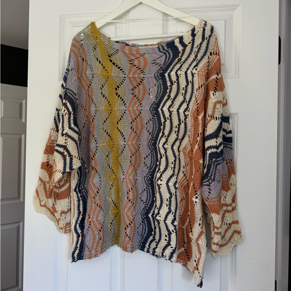 NWT Three Bird Nest Multicolor Knit Women's Boho Sweater